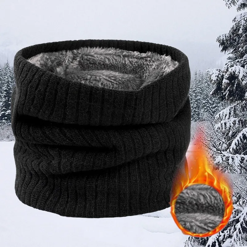 Вязаный теплый шарф унисекс сезон зима-осень Женская бандана однотонный