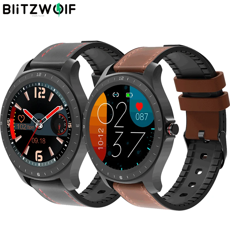 BlitzWolf BW-HL2 1.3-inch Full-round Touch Screen Heart Rate Blood Pressure Monitor Brightness Control 50 language Smart Watch |