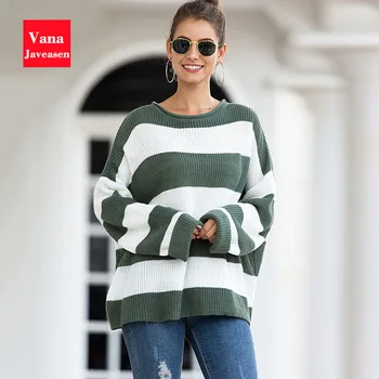 Stripe Loose Sweater Women Streetwear Casual Pullover Tops O-neck Long Sleeve Splice Color Outwear Female Autumn Warm Sweaters
Stripe Loose Sweater Women Streetwear Casual Pullover Tops O-neck Long Sleeve Splice Color Outwear Female Autumn Warm Sweaters
