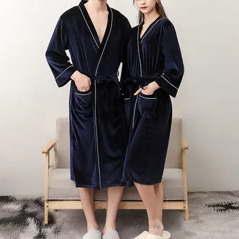 V-Neck Warm Flannel Robe Winter Couple Style Long Sleeve Bathrobe Sexy Women Men Nightgown Lounge Sleepwear Home Clothes
V-Neck Warm Flannel Robe Winter Couple Style Long Sleeve Bathrobe Sexy Women Men Nightgown Lounge Sleepwear Home Clothes