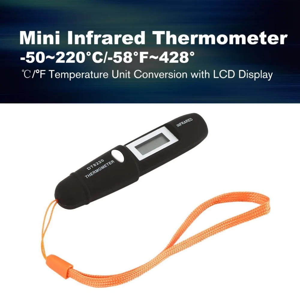 DT8220 Digital LCD Mini Infrared Thermometer Temperature Meter Tester Red Laser Pocket Non Contact Pyrometer Pen Household
DT8220 Digital LCD Mini Infrared Thermometer Temperature Meter Tester Red Laser Pocket Non Contact Pyrometer Pen Household