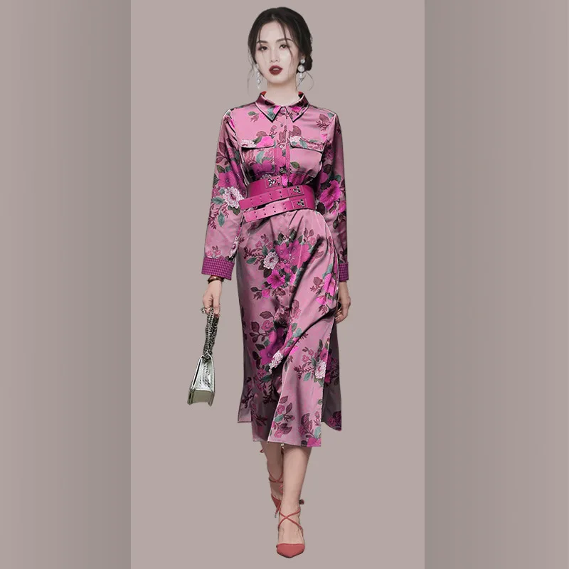2020 early autumn new product retro temperament print thin long-sleeved waist slit dress women Office Lady Knee-Length
2020 early autumn new product retro temperament print thin long-sleeved waist slit dress women Office Lady Knee-Length