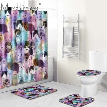 Cartoon Shower Curtain Set Cute Colorful Cat Print Fabric Waterproof Home Bathroom Decor Curtain Carpet No-Slip Mat Toilet Cover
Cartoon Shower Curtain Set Cute Colorful Cat Print Fabric Waterproof Home Bathroom Decor Curtain Carpet No-Slip Mat Toilet Cover