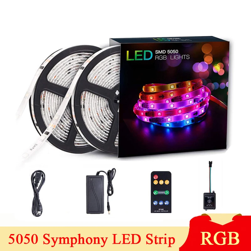 DC12V 5050 Symphony LED Strip Set IP65 Waterproof RGB Music Sync Control Neon Flexible Light Fixture
DC12V 5050 Symphony LED Strip Set IP65 Waterproof RGB Music Sync Control Neon Flexible Light Fixture