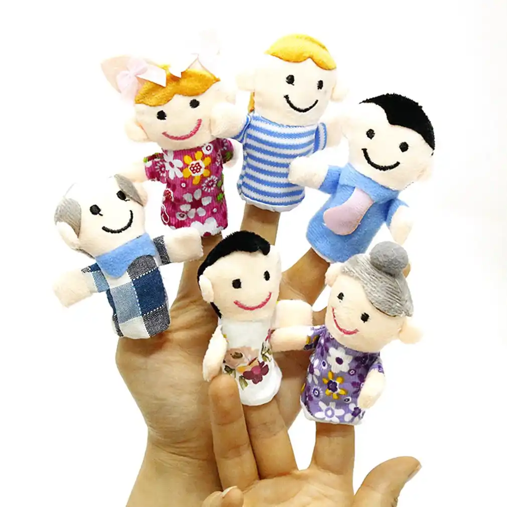 1pc/6pc funny baby plush toy animal finger puppets double layer