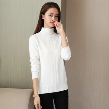 Womens Sweaters 2020 Autumn Winter Women Solid Color Knitted Sweater Feamle Half-Turtleneck Long Sleeve Pullover Pull Jumper
Womens Sweaters 2020 Autumn Winter Women Solid Color Knitted Sweater Feamle Half-Turtleneck Long Sleeve Pullover Pull Jumper