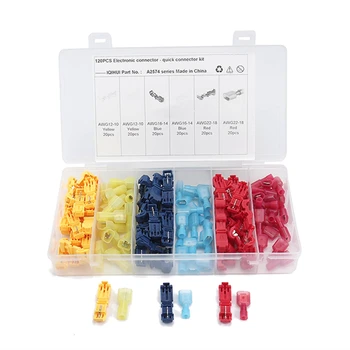 120Pcs Quick Connector Terminal T-Type Connector / Male Red Blue Yellow Insulated Wire Connector 22-18 16-14 12-10 AWG
120Pcs Quick Connector Terminal T-Type Connector / Male Red Blue Yellow Insulated Wire Connector 22-18 16-14 12-10 AWG