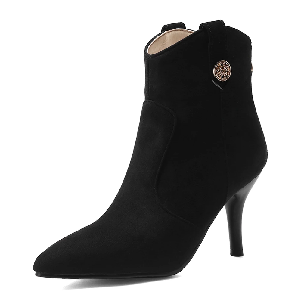 Oversized Frosted Suede Pointed Toe Super High Heel Ankle Boots Wine Red PU Stiletto Short Plush Casual Women's Shoes 48 Yards
Oversized Frosted Suede Pointed Toe Super High Heel Ankle Boots Wine Red PU Stiletto Short Plush Casual Women's Shoes 48 Yards