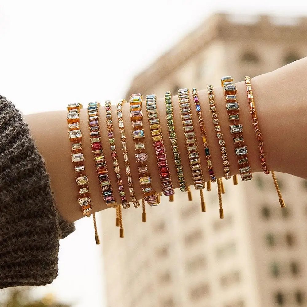 Фото Элегантные браслеты с блестящим стеклом в стиле бохо 2020 кристаллами для женщин