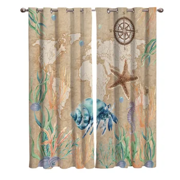 Kraft Coral Rudder Starfish Shell Window Curtains Living Room Kitchen Curtains Left and Right Biparting Open Home Decor
Kraft Coral Rudder Starfish Shell Window Curtains Living Room Kitchen Curtains Left and Right Biparting Open Home Decor