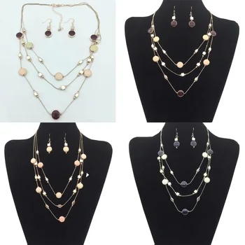 Personalized unique design fashion three layer double side enamel round disc necklace jewelry for women 
Personalized unique design fashion three layer double side enamel round disc necklace jewelry for women