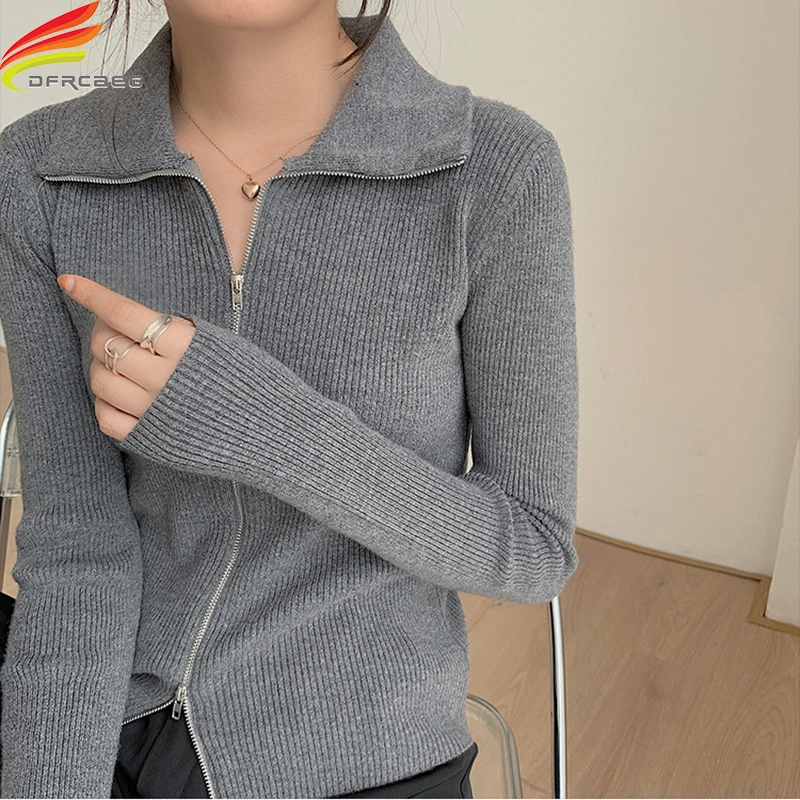 New 2020 Autumn Winter Zipper Up Tops For Women White Black Gray Yellow Color Ribbed Women Cardigan Sweater Long Sleeve Sweaters
New 2020 Autumn Winter Zipper Up Tops For Women White Black Gray Yellow Color Ribbed Women Cardigan Sweater Long Sleeve Sweaters
