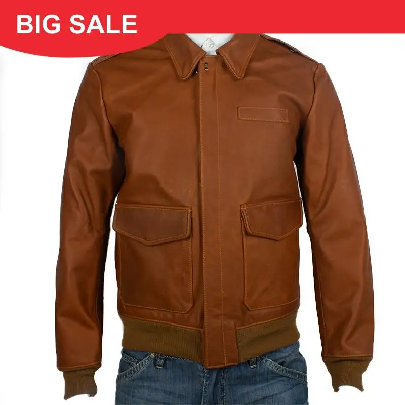 2020 Brown Men USAF Military A2 Pilot Leather Jacket Large Size XXXL Genuine Cowhide Autumn Natural Aviator Leather Coat
2020 Brown Men USAF Military A2 Pilot Leather Jacket Large Size XXXL Genuine Cowhide Autumn Natural Aviator Leather Coat