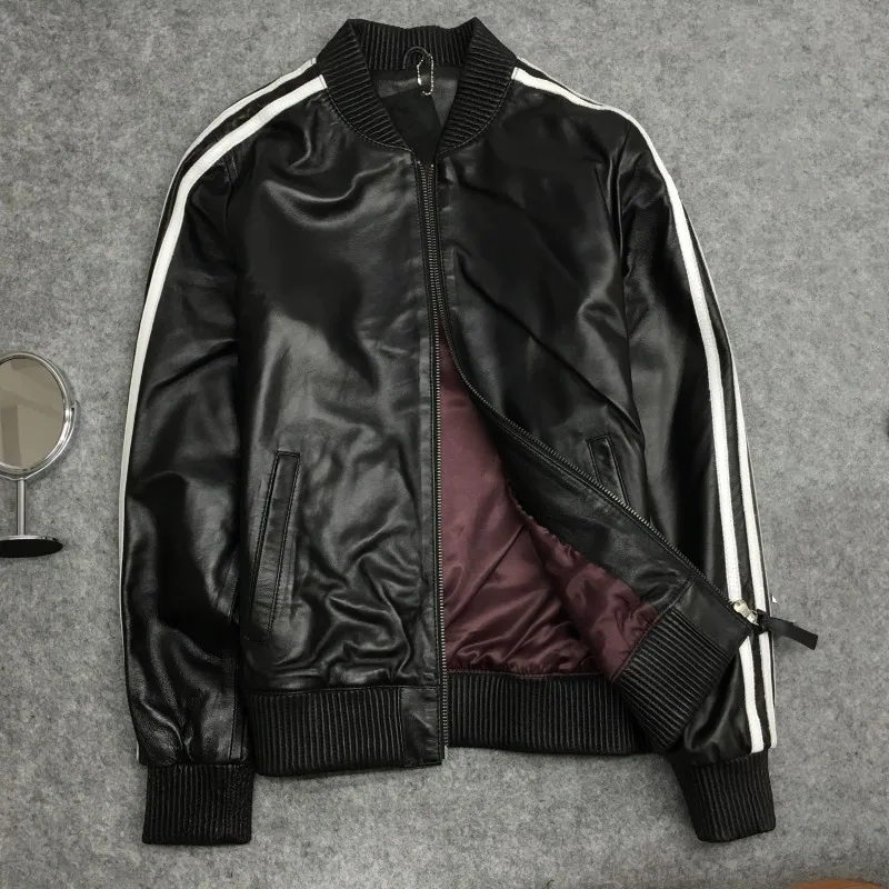 New arrival autumn women/men's casual baseball jackets high quality real leather jackets S-4XL B003 
New arrival autumn women/men's casual baseball jackets high quality real leather jackets S-4XL B003
