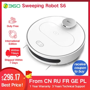 360 S6 Robot Vacuum Cleaner 1800Pa Suction Mopping Sweeping Mode APP Remote Control LDS Lidar SLAM Algorithm
360 S6 Robot Vacuum Cleaner 1800Pa Suction Mopping Sweeping Mode APP Remote Control LDS Lidar SLAM Algorithm