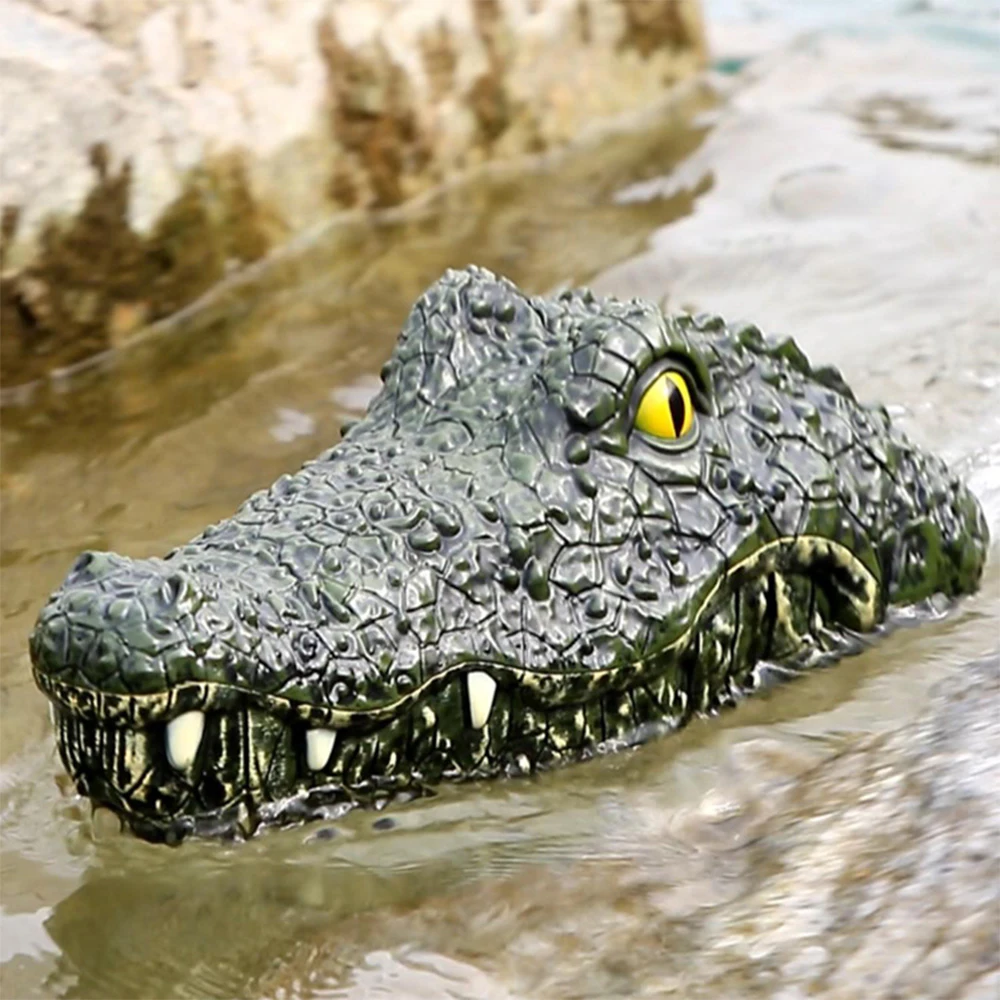 

RC Boat Ship Toy Simulation Crocodile Head 2.4G Remote Control Joke Alligator Decoy Electric Toys Summer Water Spoof Toys gift