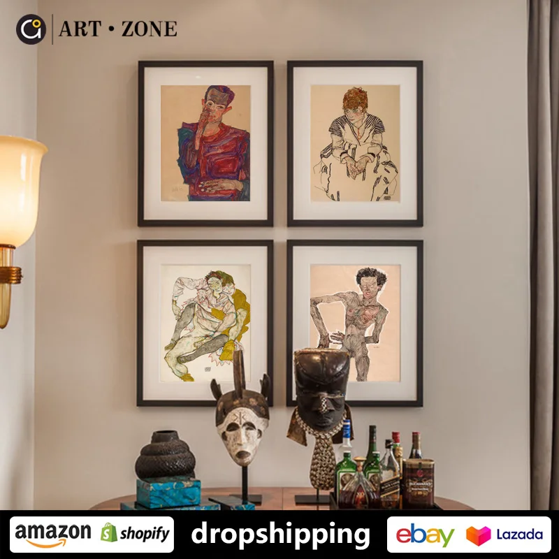 Абстрактная картина Egon Schiele ART ZONE в Европе печатные картины на стену холст постеры
