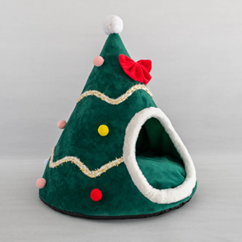 Christmas Tree Shape Dog Cat Bed House Home Warm Sleeping Bed Half Closed Soft Winter Nest Bed Cage Christmas Decoration Christmas Tree Shape Dog Cat Bed House Home Warm Sleeping Bed Half Closed Soft Winter Nest Bed Cage Christmas Decoration