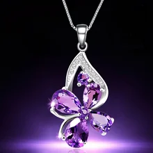 ANGLANG Fashion Butterfly Design Purple Cubic Zirconia Pendant Necklace Silver Color Bijoux Collier Elegant Women Jewelry Gifts 
ANGLANG Fashion Butterfly Design Purple Cubic Zirconia Pendant Necklace Silver Color Bijoux Collier Elegant Women Jewelry Gifts