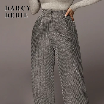 Darcydebie Women Spaekly Small Plaid Wide Leg Pants High Waist Loose Straight Sliver Trousers Female Winter Fashion Club Pants
Darcydebie Women Spaekly Small Plaid Wide Leg Pants High Waist Loose Straight Sliver Trousers Female Winter Fashion Club Pants