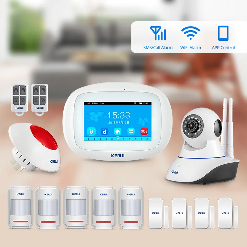 

KERUI K52 WIFI GSM Alarm Systems Panel 4.3 Inch TFT Color Display Security Home Smart Residential Wireless Burglar Alarm Kit