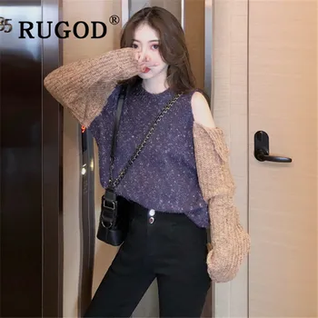 RUGOD Fashion Cold Shoulder O Neck Sweater Women Stylish Contrast Color Sleeve Lazy Loose Pullover Women Casual Winter Sweater
RUGOD Fashion Cold Shoulder O Neck Sweater Women Stylish Contrast Color Sleeve Lazy Loose Pullover Women Casual Winter Sweater