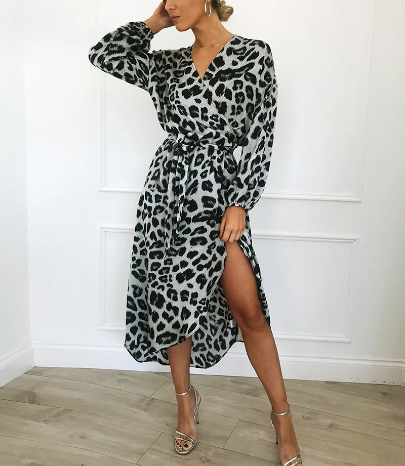 wrap leopard print dress