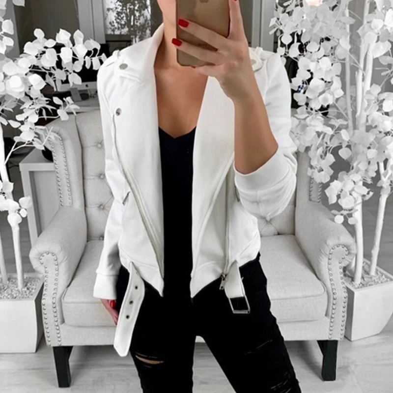 Ladies Casual Lapel Zipper Coat Outwear Women Long Sleeve Biker Jackets Femme Spring Autumn Solid Slim Fit Jacket Plus Size
Ladies Casual Lapel Zipper Coat Outwear Women Long Sleeve Biker Jackets Femme Spring Autumn Solid Slim Fit Jacket Plus Size