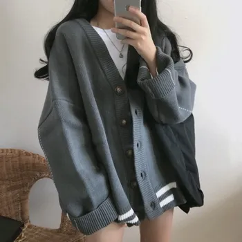 Women Autumn Winter Stripe Knit Sweater Button Vintage Casual Single Breasted Cardigan Coat Loose Oversized Jacket
Women Autumn Winter Stripe Knit Sweater Button Vintage Casual Single Breasted Cardigan Coat Loose Oversized Jacket