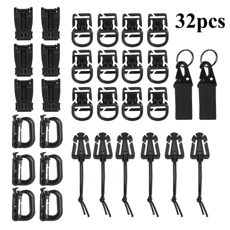 22/32/42pcs Tactical Molle Backpack Buckle EDC Tool Elastic Rope Webbing Buckle Winder Camping Tool Attachment Locking Carabiner
22/32/42pcs Tactical Molle Backpack Buckle EDC Tool Elastic Rope Webbing Buckle Winder Camping Tool Attachment Locking Carabiner