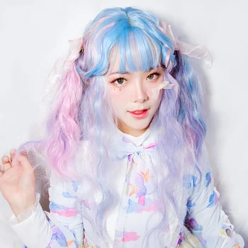 TALANGHarajuku soft sister lolita lolita wig pink and blue color candy dreamy fluffy natural heat-resistant fiber synthetic hair
TALANGHarajuku soft sister lolita lolita wig pink and blue color candy dreamy fluffy natural heat-resistant fiber synthetic hair