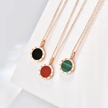 Classic Roman Numerals Necklace for Women Fine Jewelrry Blakc Green Red Round 18K Rose Gold Necklaces 
Classic Roman Numerals Necklace for Women Fine Jewelrry Blakc Green Red Round 18K Rose Gold Necklaces