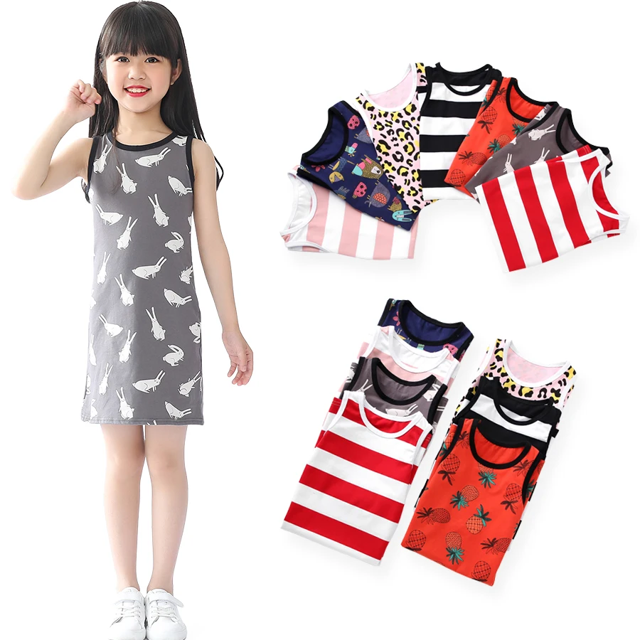 

SheeCute Girls' Toddler & Kid Knit SleeveLess A-Line T-Shirt Dresses SDS659