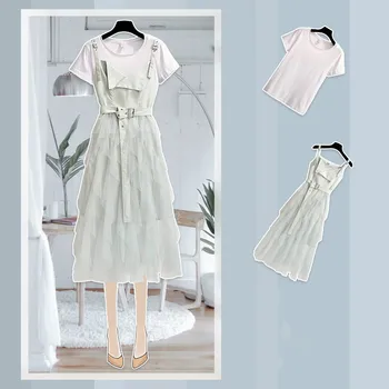Korean Version Of The Strap Dress Two-pieces Female 2020 Summer Women's Small Fresh Cotten Suit Tulle Fairy Long Slim Dress
Korean Version Of The Strap Dress Two-pieces Female 2020 Summer Women's Small Fresh Cotten Suit Tulle Fairy Long Slim Dress