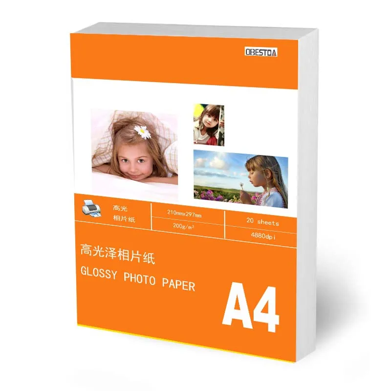 A4 200g Photo Paper Glossy wholesale printer photographic paper for inkjet printer office glossy paper 20 sheets / 100 sheets
A4 200g Photo Paper Glossy wholesale printer photographic paper for inkjet printer office glossy paper 20 sheets / 100 sheets