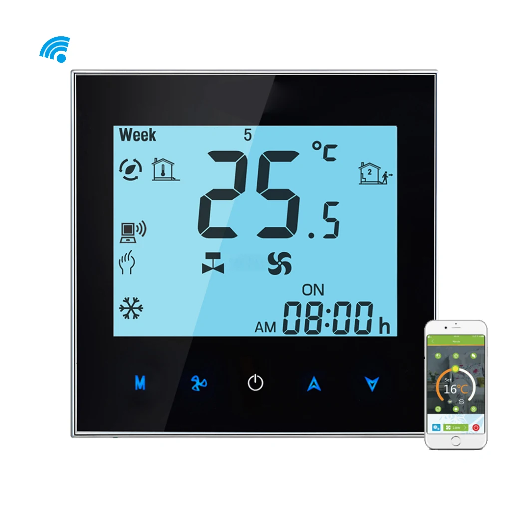 WiFi Remote Control Central Air Conditioner Temperature Controller 2 Pipe Programmable Thermostat LCD Touchscreen 24V
WiFi Remote Control Central Air Conditioner Temperature Controller 2 Pipe Programmable Thermostat LCD Touchscreen 24V