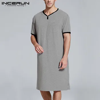 INCERUN Men Sleep Tops Short Sleeve 2020 Long Shirt Summer Loose Casual V Neck Breathable Men Sleepwear Homewear S-5XL 
INCERUN Men Sleep Tops Short Sleeve 2020 Long Shirt Summer Loose Casual V Neck Breathable Men Sleepwear Homewear S-5XL