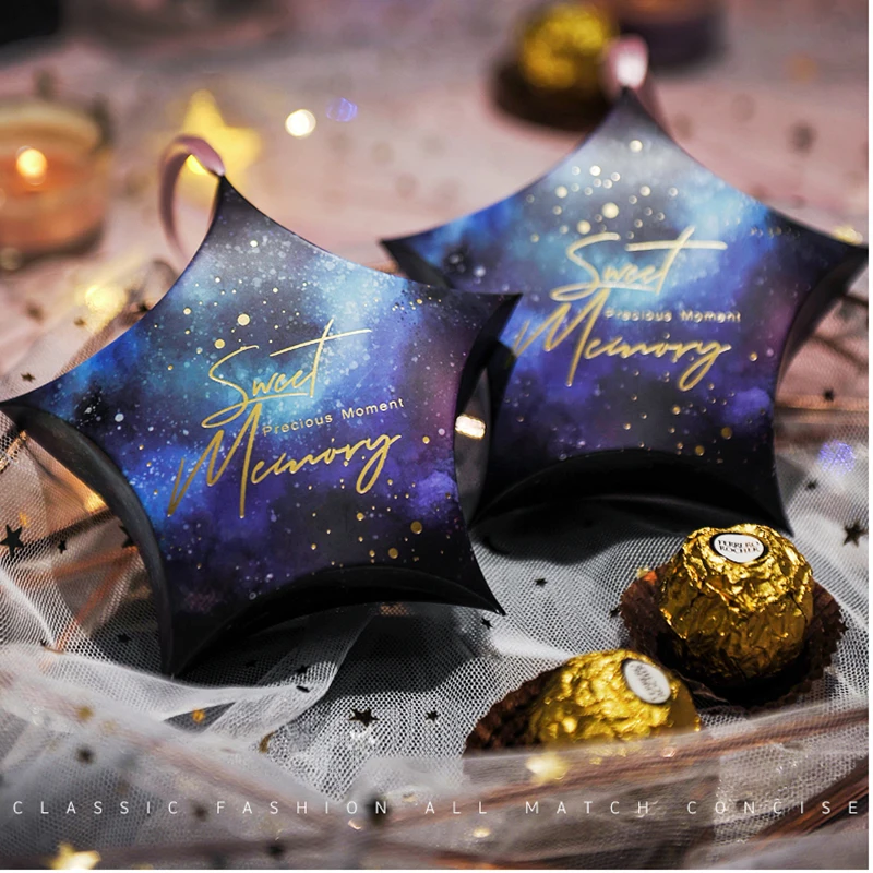 New Pentagram Candy Boxes with Ribbon Baby Shower Birthday Wedding Favor and Gift Box Christmas Present Gifts Box Party Supplies
New Pentagram Candy Boxes with Ribbon Baby Shower Birthday Wedding Favor and Gift Box Christmas Present Gifts Box Party Supplies