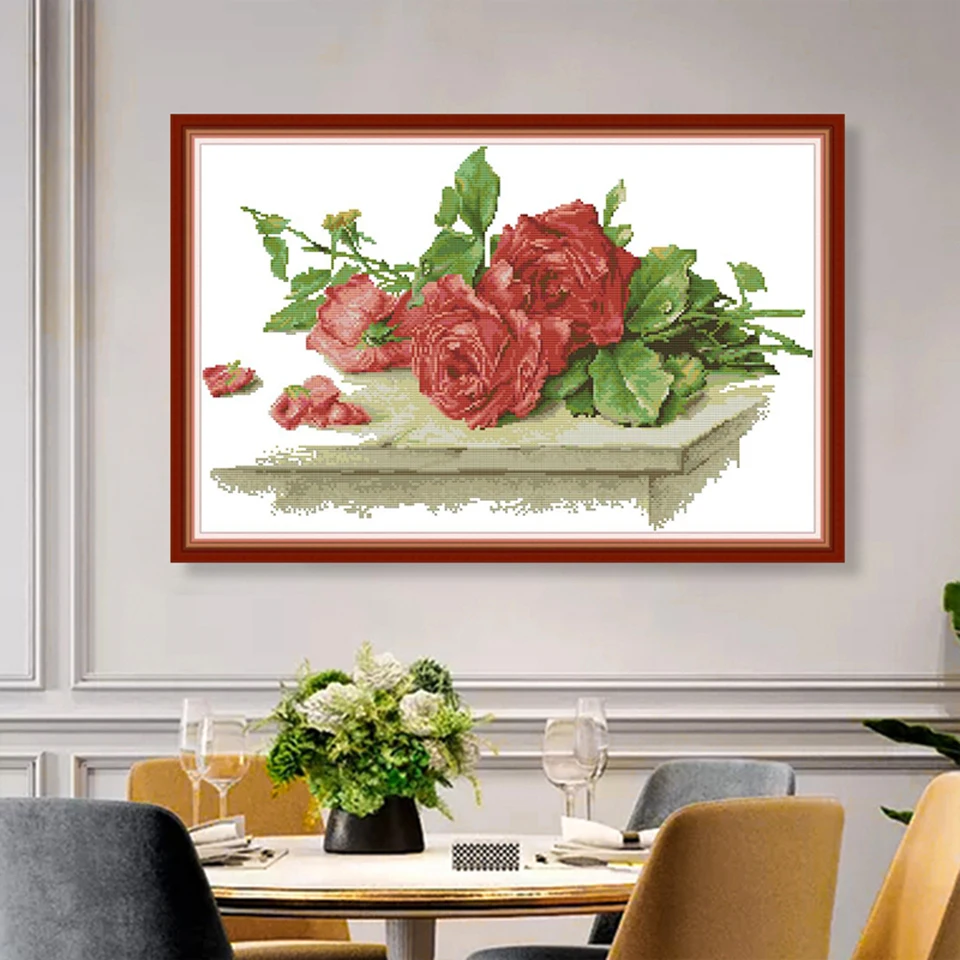 Red rose flowers cross stitch DMC 11CT 14CT Cross Stitch Set Chinese Cotton Cross-stitch Kits Embroidery Home Decor Valentine's
Red rose flowers cross stitch DMC 11CT 14CT Cross Stitch Set Chinese Cotton Cross-stitch Kits Embroidery Home Decor Valentine's