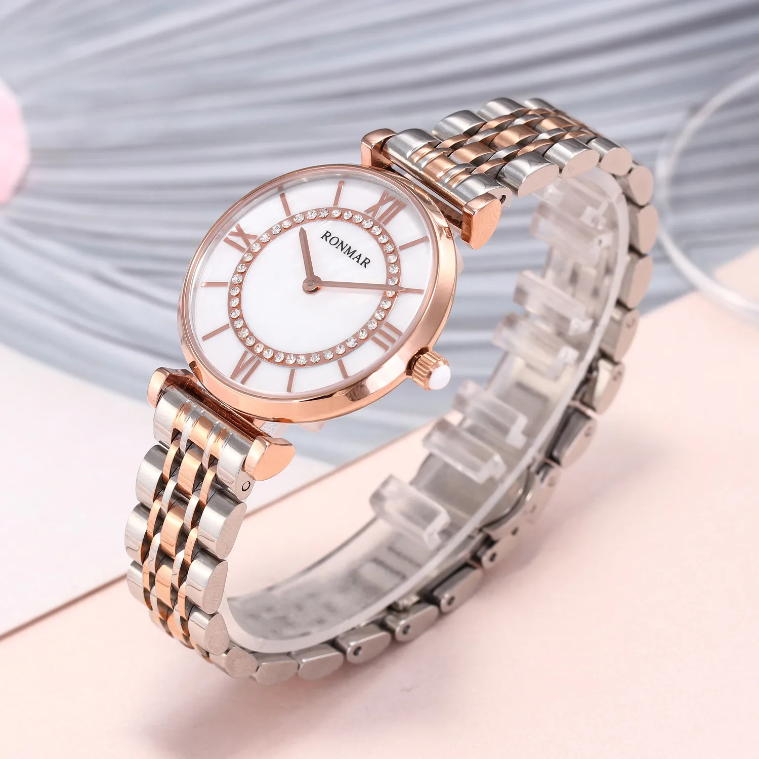 New Style Ladies' Watch Solid Stainless Steel Watch Band Diamond Really Fritillary Surface Top Grade Quartz Fashion RONMAR WOMEN
New Style Ladies' Watch Solid Stainless Steel Watch Band Diamond Really Fritillary Surface Top Grade Quartz Fashion RONMAR WOMEN