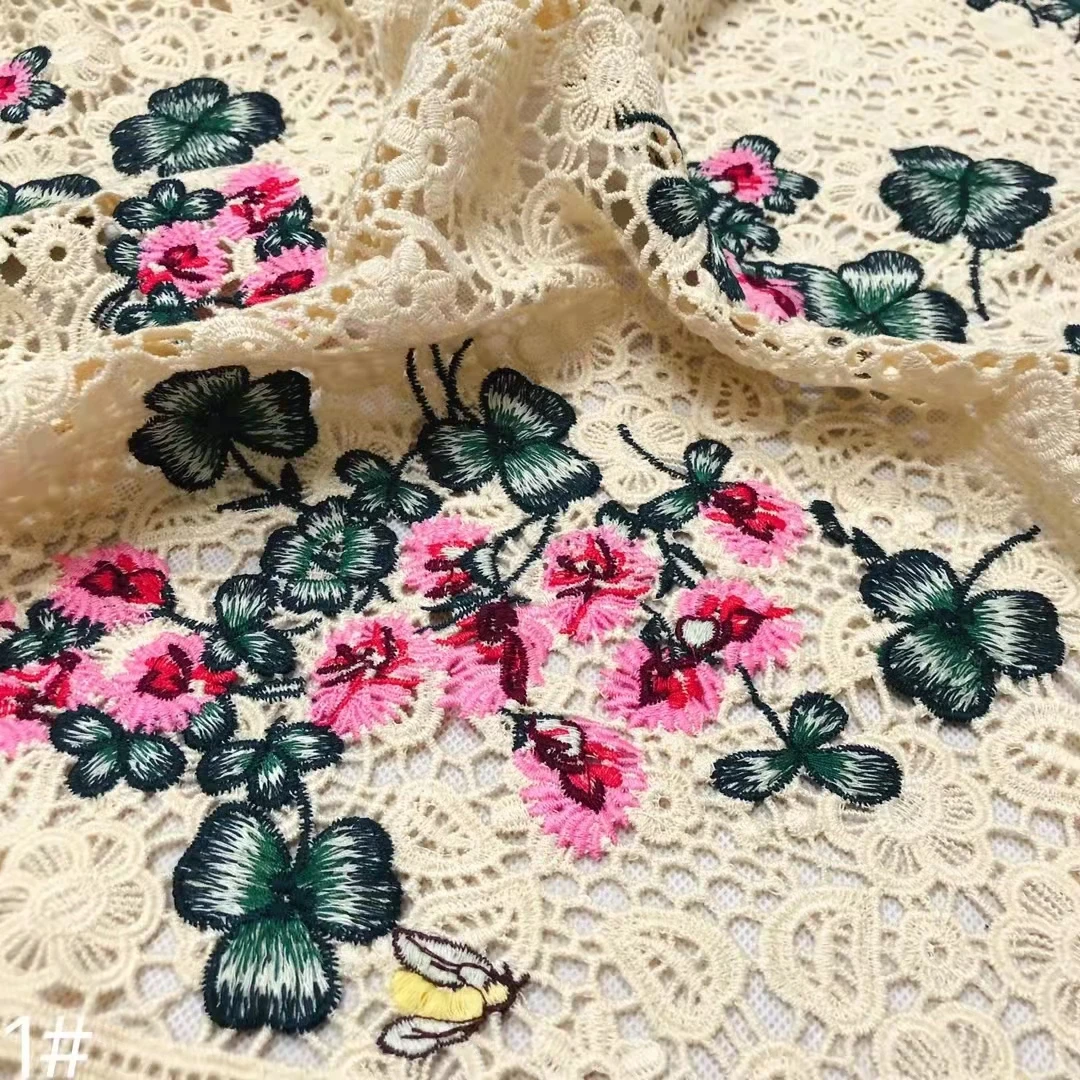 High quality thread embroicery Fabric Water-soluble African fabric lace for evening dresses Party Fashionale skirt 
High quality thread embroicery Fabric Water-soluble African fabric lace for evening dresses Party Fashionale skirt