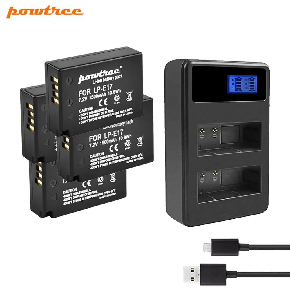 Powtree For Canon 7.2V 1500mAh LP-E17 Rechargeable Battery+LCD USB Dual Charger Rechargeable EOS 200D M3 M6 750D 760D T6i T6s
Powtree For Canon 7.2V 1500mAh LP-E17 Rechargeable Battery+LCD USB Dual Charger Rechargeable EOS 200D M3 M6 750D 760D T6i T6s