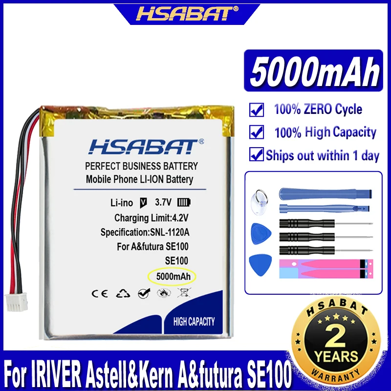 HSABAT SE100 5000mAh Battery for IRIVER Astell&Kern A&futura Player 5-wire Plug Batteries | Электроника