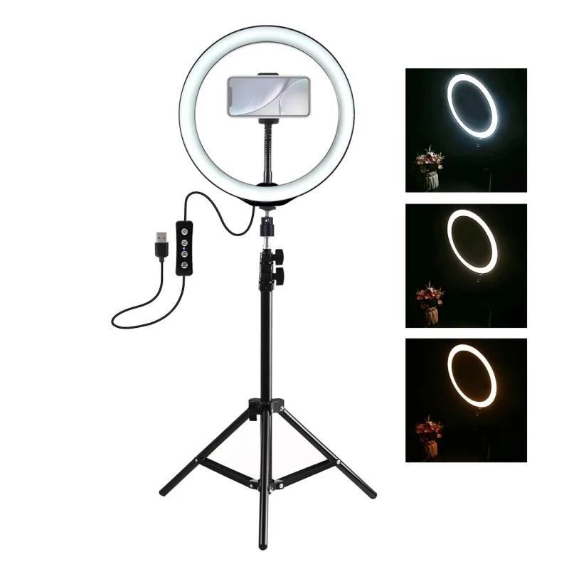 10.2 inch LED Ring Light Tripod Kit With Phone Holder Photography 3 Color Selfie Ring Light For Youtube Video Live Photo Studio
10.2 inch LED Ring Light Tripod Kit With Phone Holder Photography 3 Color Selfie Ring Light For Youtube Video Live Photo Studio