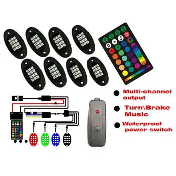 RGB LED Rock Lights with APP/Double RF Remote Control,96 LEDs Multicolor Underglow Neon IP67 Flashing Music Timing Mode
RGB LED Rock Lights with APP/Double RF Remote Control,96 LEDs Multicolor Underglow Neon IP67 Flashing Music Timing Mode