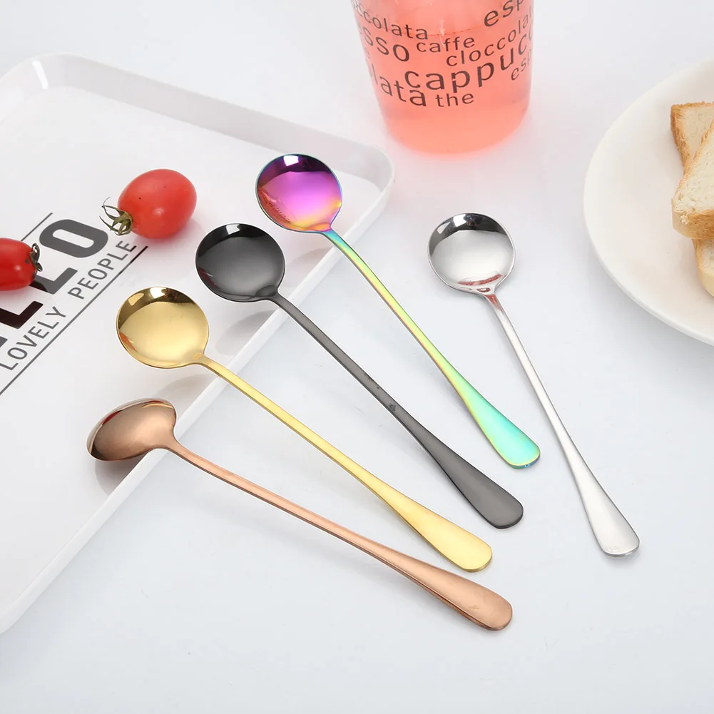 Dinner Colourful Stainless Steel Long Handle Forks Cutlery Rainbow Color Soup Scoop Ice Cream Tea Coffee Spoons
Dinner Colourful Stainless Steel Long Handle Forks Cutlery Rainbow Color Soup Scoop Ice Cream Tea Coffee Spoons