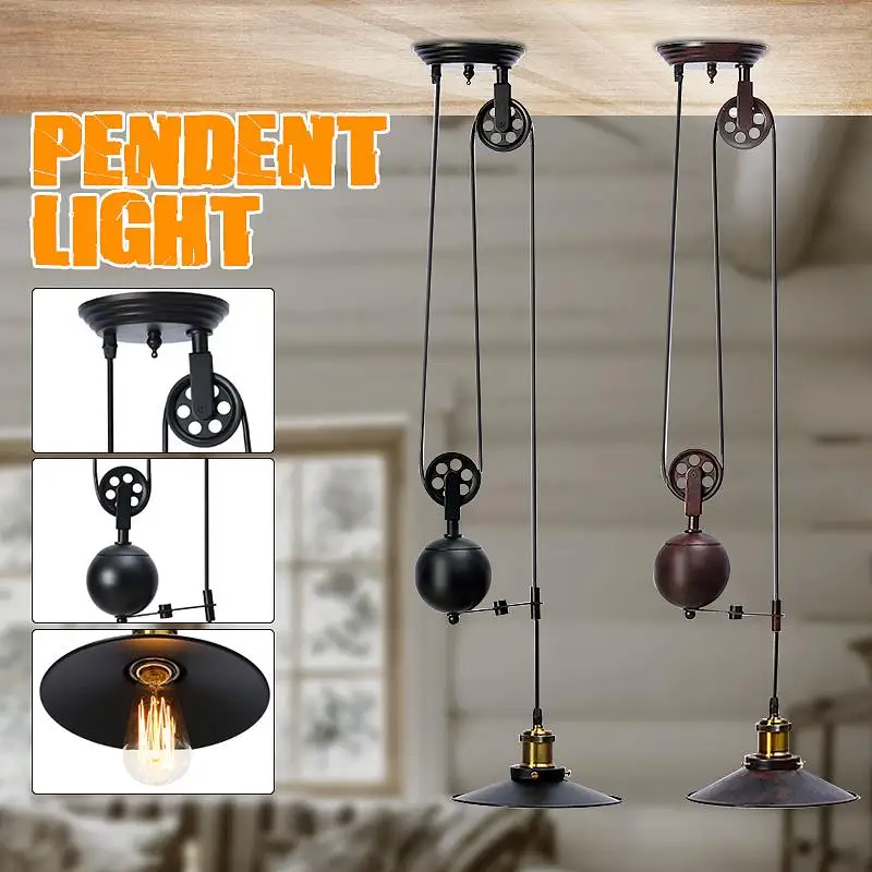 E27 Single/Double Vintage Loft Retro Pendant Light Sconce Hanging Pulley Lamp Fixtures Restaurant Bar Home Decoration
E27 Single/Double Vintage Loft Retro Pendant Light Sconce Hanging Pulley Lamp Fixtures Restaurant Bar Home Decoration