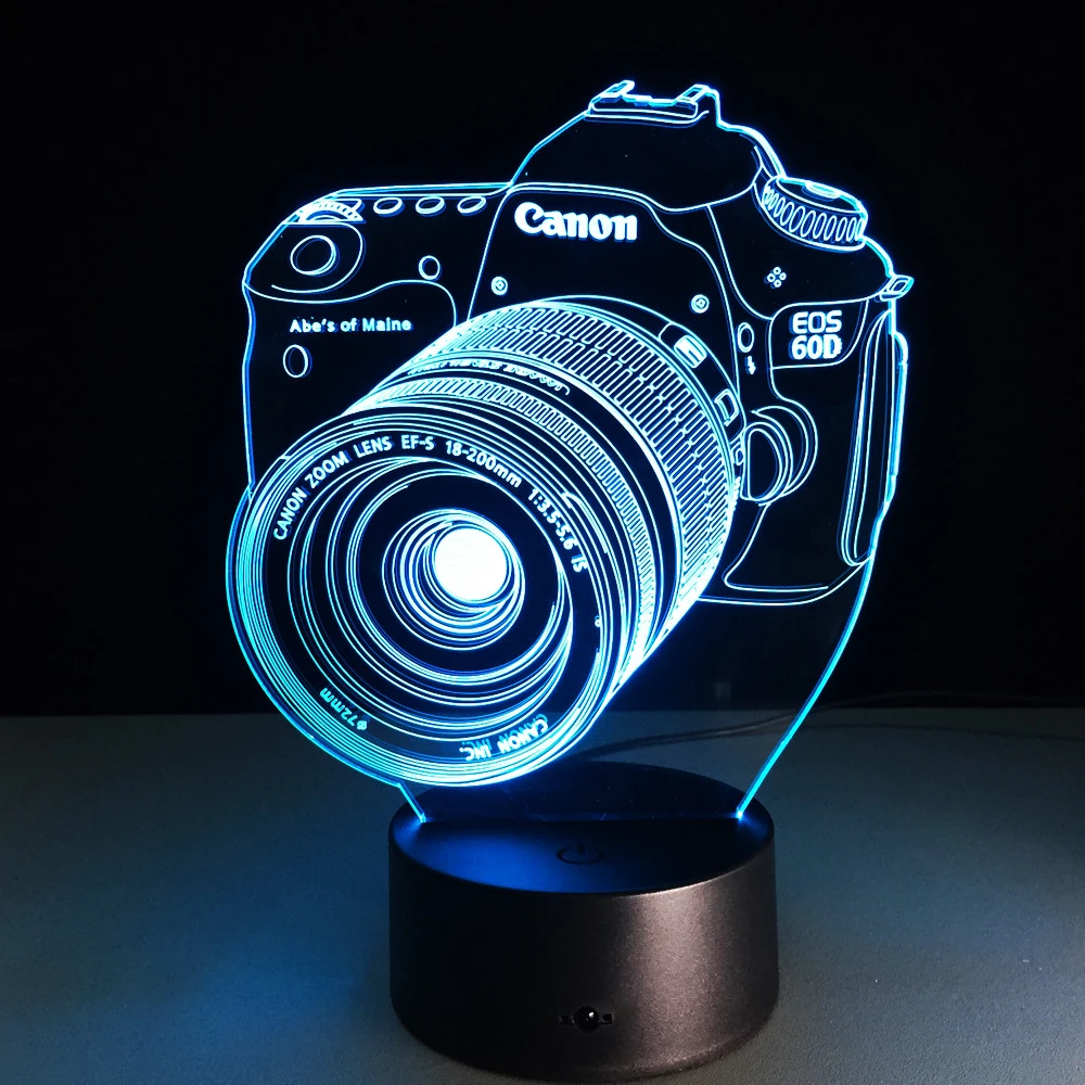 Новинка 3D ночник светильник камера иллюзия 7 цветов сенсорный RGB настольный