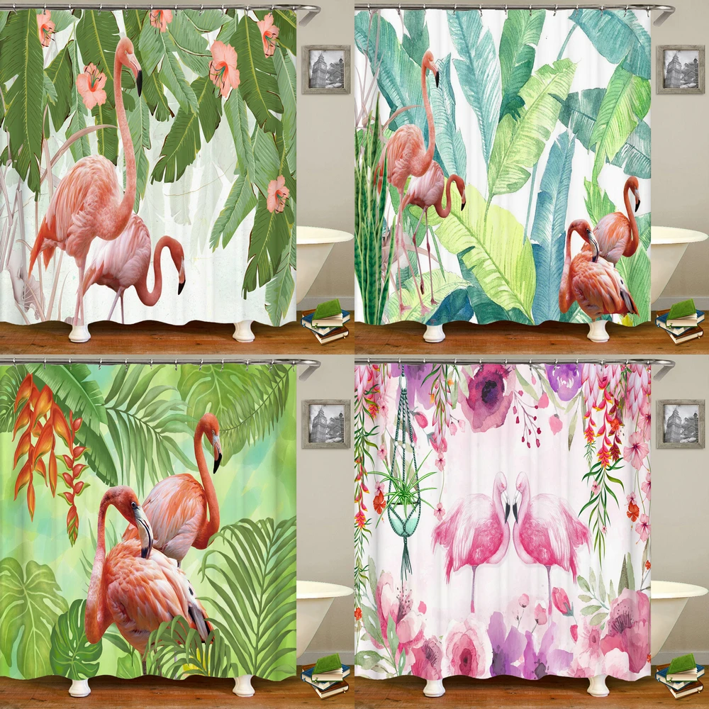 Pink bird flamingo tropical plants print home decoration shower curtain polyester bathroom waterproof curtain with hook 180x180
Pink bird flamingo tropical plants print home decoration shower curtain polyester bathroom waterproof curtain with hook 180x180