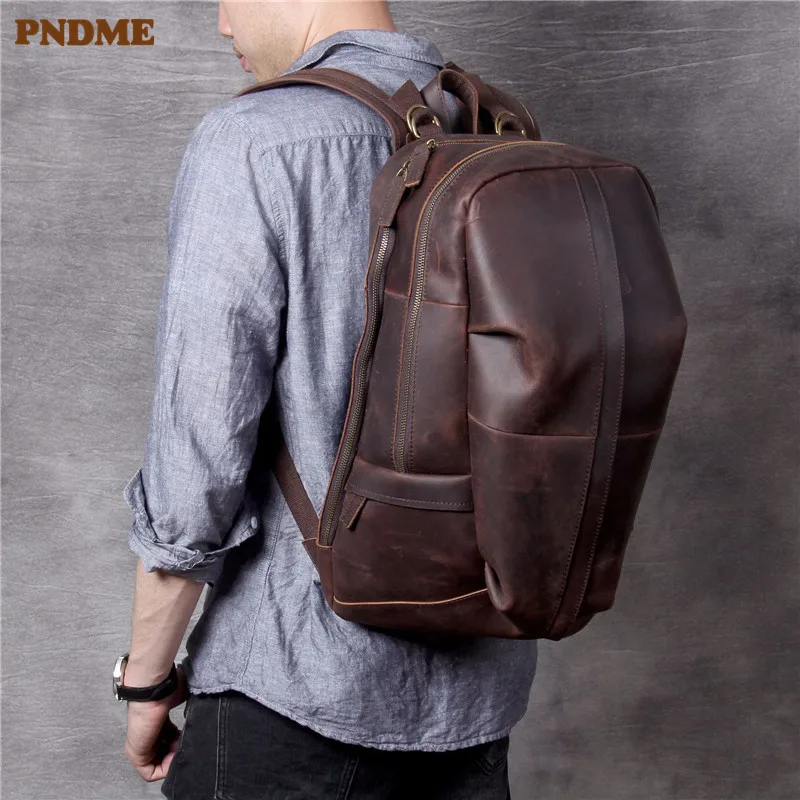 PNDME retro high quality natural crazy horse cowhide men travel backpack handmade genuine leather outdoor large capacity bagpack
PNDME retro high quality natural crazy horse cowhide men travel backpack handmade genuine leather outdoor large capacity bagpack